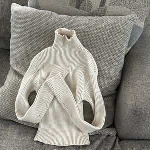Zara Cream Ribbed Turtleneck Sweater